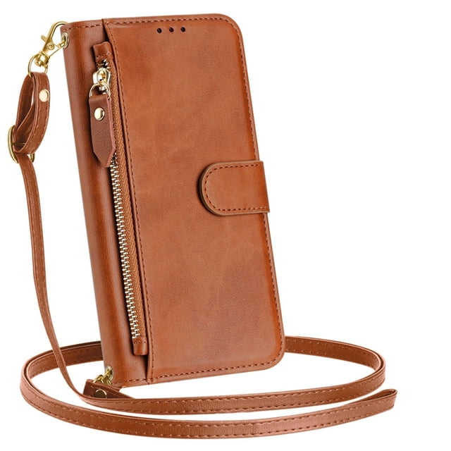 Case For Samsung Galaxy S26 Ultra/S26 Plus/S26, PU Leather Shell With Adjustable Detachable Lanyard Card Slot Kickstand Cover