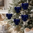 thumbnail image 4 of Homellea 6 Pack Velvet Bow Christmas Ornaments, Soft Bow-Shaped Hanging Decorations for Christmas Tree, Wreath, Garland, Gift Wrapping and Mantel and Holiday Party Display, 2.36 Inch, Blue, 4 of 7