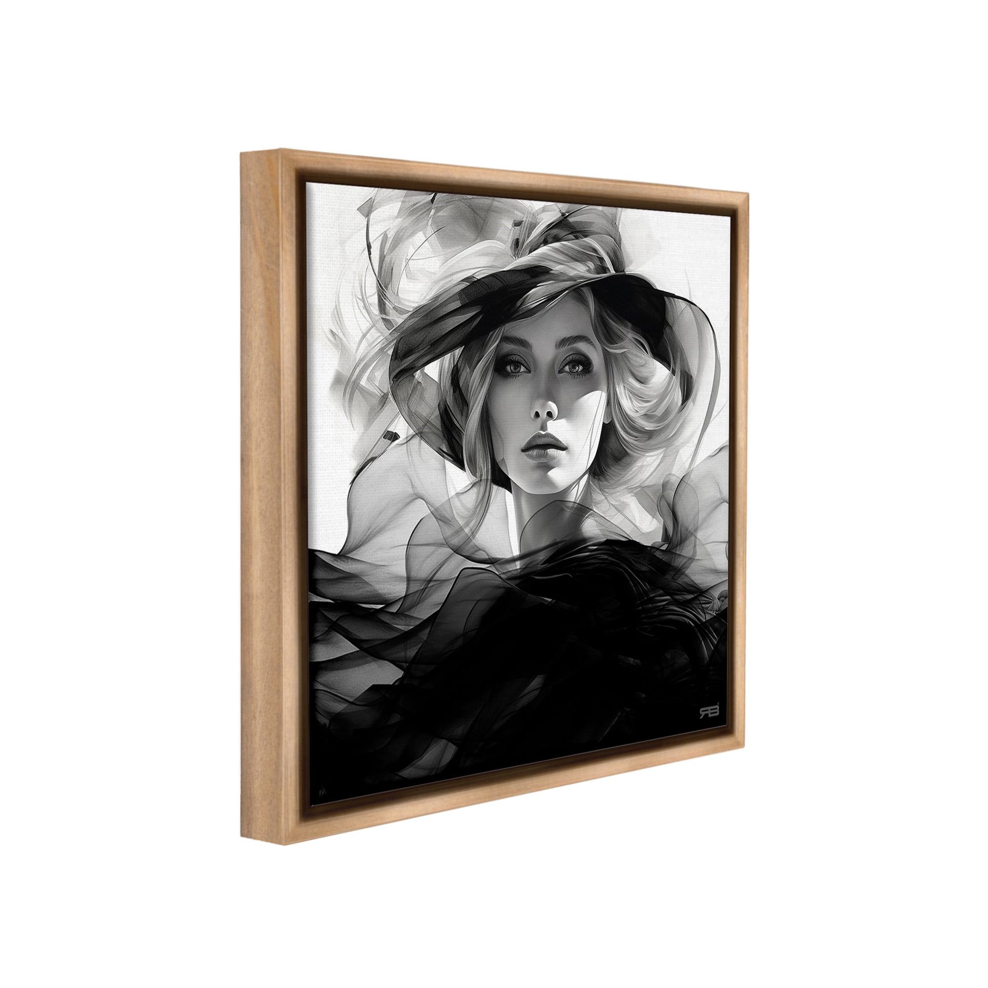 Stupell Industries Woman & Flowing Fabrics Abstract Painting Brown Floater Framed Canvas Art Print Wall Art, 25 x 25