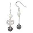 thumbnail image 1 of 925 Sterling Silver Grey White Simulated Pearl Infinity Drop Dangle Earrings Natural Stone Shell, 1 of 6
