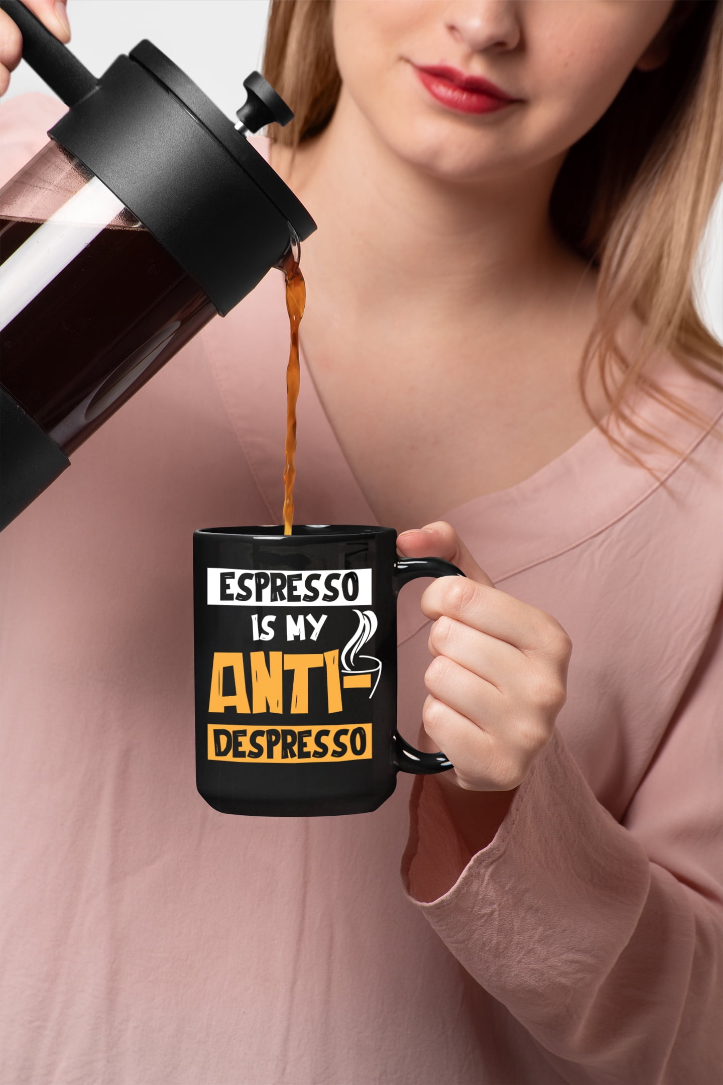 Espresso Is My Anti-Depresso, Black 15oz Ceramic Mug