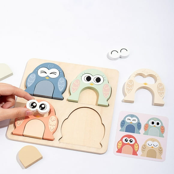 QTOCIO Wooden Owl Face-changing Matching Puzzle