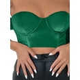 thumbnail image 3 of hirigin Women's Velvet Slim Tube Tops, Solid Color Strapless Long Sleeve Show Navel Cropped Tops with Back Zipper, 3 of 5