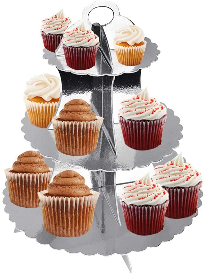 1pc Cupcake Stand Gold Silver Paper Cake Holder Birthday Party Baking Supply 