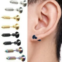 5 Pairs Men Unisex Stainless Steel Piercing Cross Screws Hoop Earrings Ear Stud