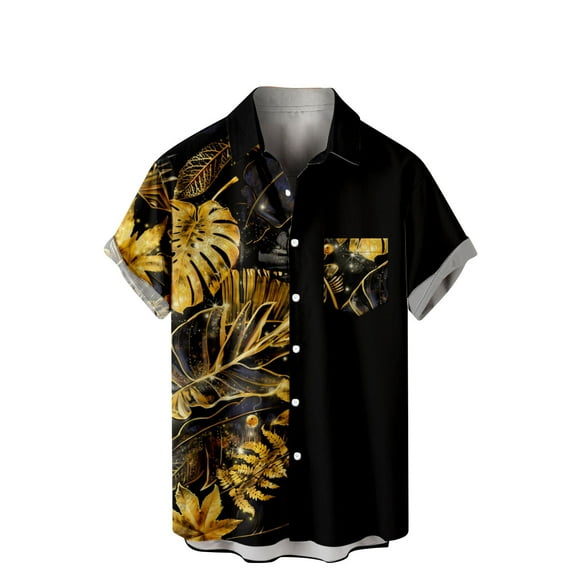 JURANMO Big and Tall Button Down Shirts for Men Fashion Coconut Print Hawaiian Shirts Lightweight Breathable Short Sleeve Shirts with Pocket Deals of the Day Black XXXL