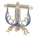 thumbnail image 5 of Matashi Home Decorative Tabletop Showpiece Hand Painted Blue and Ivory Harp Menorah Candelabra, Embellished with Gold Accents and High Quality Crystals, 5 of 8