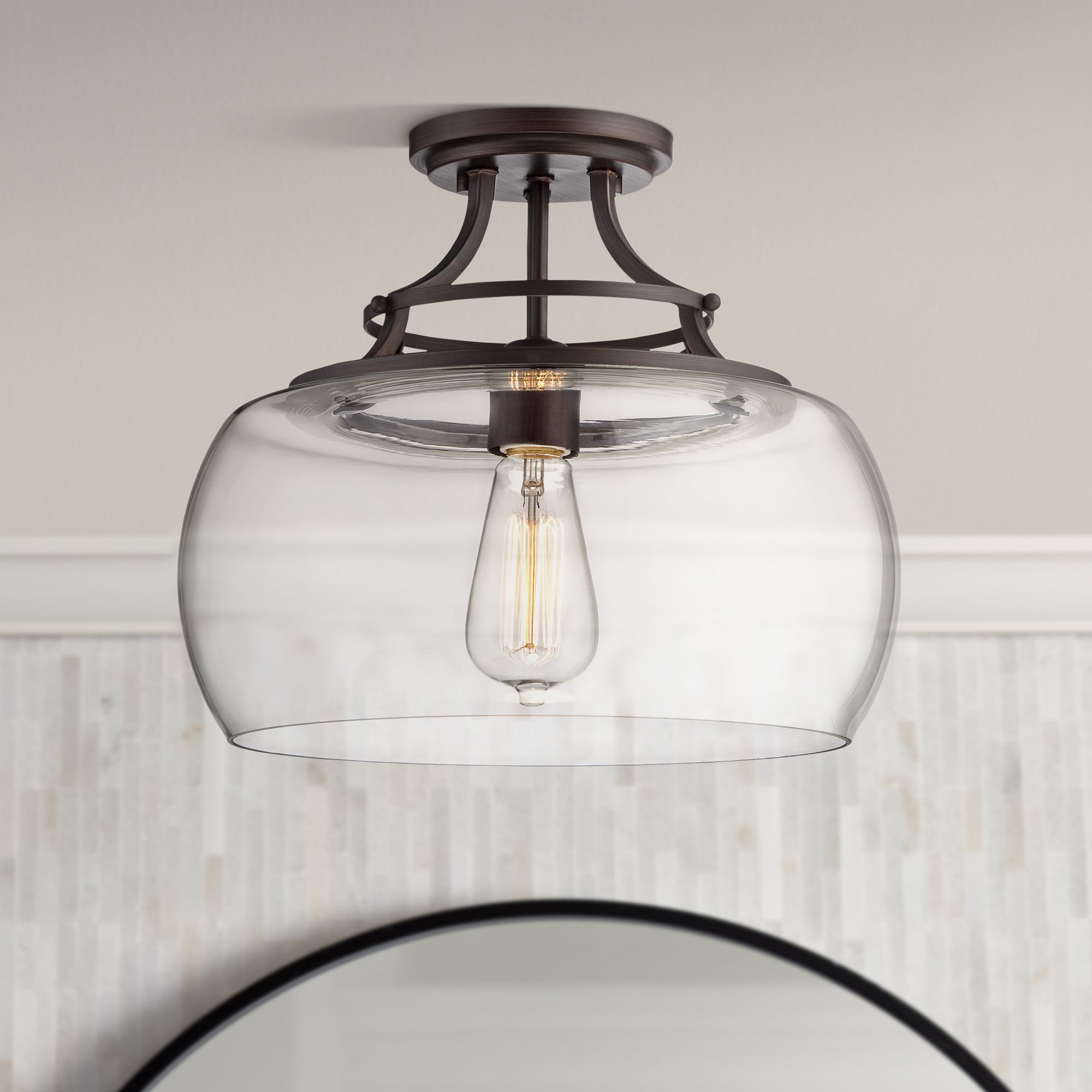 JONATHAN Y Farmhouse Gaines LED Semi Flush Mount, 17.5 X 11 X 11 - Fred