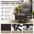 thumbnail image 6 of 3 Piece Patio Swivel Rocker Set, PE Rattan Bistro Set w/ 2 360° Swivel Rocking Chairs and Side Table, Outdoor Conversation Set with Cushions for Patio, Pool, Balcony, Pub, Cafe - Gray, 6 of 9