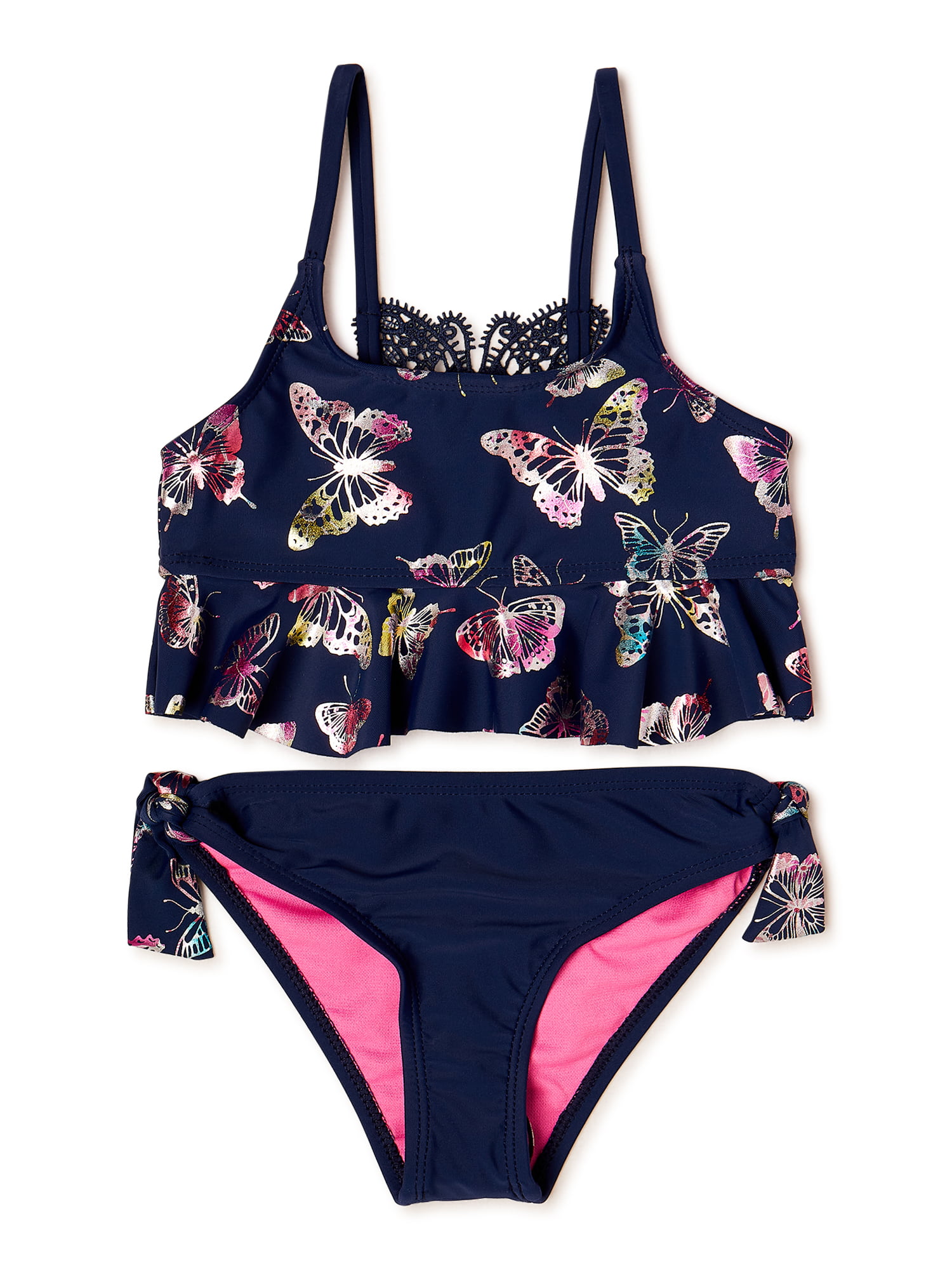 Roxy Toddler Girls 3T Splash Party Flutter 2 Pc Bikini Swimsuit Set Pink 