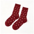 thumbnail image 2 of Cutuoiiu Women's Casual Socks Regular Fit Rib Cuff Vintage Mid Calf Socks White Polka Dot Knit Socks Soft Stretch Socks for Winter Daily Wear, 2 of 5