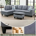 thumbnail image 2 of Aukfa 80" Sectional Sofa for Living Room, 3 Seater Couch with Reversible Ottoman, Chenille, Dark Gray, 2 of 9