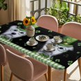 thumbnail image 3 of St. Patrick's Day Table Cloths for 4 Foot Rectangle Tables, Lucky Shamrock Cute Puppy Hat Green Plaid Patio Waterproof Elastic Fitted Tablecloths, Washable Rectangular Table Cover for Camping, 3 of 8