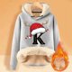 thumbnail image 2 of WILLBEST Sudadera Larga para Mujer, Sudadera con Capucha Estampada con Letras Navideñas, Espalda de Lana, Cálida, de Invierno, Estilo Pullover, Tops, Sudadera de Moda 1076 X-Grande, 2 of 4