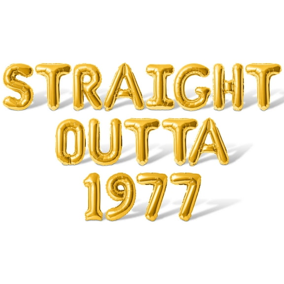 Letter Balloons - STRAIGHT OUTTA 1977 16" Inch Alphabet Letters Foil Mylar Balloon Birthday Party Banner (Gold)