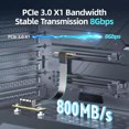 thumbnail image 3 of Câble d'Extension 90 Degrés Angle Droit PCIE X4 Riser 8Gbps PCIE 3.0 X1 à X1 pour Carte PCI Express Rallonge Ruban PCIE Riser 0.1m, 3 of 6