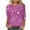 Purple, variant on YUNAFFT Floral Print Three-Quarter Sleeve Round Neck Pullover Top for Women with Soft Stretchy Fabric Casual Comfort Fit Daily Wear