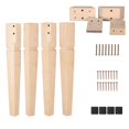 thumbnail image 1 of Patas cuadradas de roble sin terminar de 30 pulgadas para muebles, patas de madera altas de mediados de siglo, juego de 4 para mesas, bancos otomanos, con accesorios de instalación (natural), 1 of 5