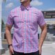 thumbnail image 5 of Mens Manga Corta Botón Abajo Camisas Negocios Turndown Cuello con Bolsillo, Patrón de Red Blusa de Manga Corta, 5 of 9