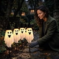 thumbnail image 5 of Halloween Ghost Stake Lights Set of 5, Witch Hat LED Ghost Pathway Lights Battery Operated, Indoor Outdoor Halloween Decorations, Spooky Lawn Light for Yard Garden Haunted House Porch Walkway Decor, 5 of 7