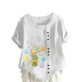 thumbnail image 2 of Daisyyozoid Chandail en Molleton Drôle de Pâques pour Femmes Été Oversize Décontracté Col Rond Manches Courtes Imprimé Floral Ample, 2 of 5