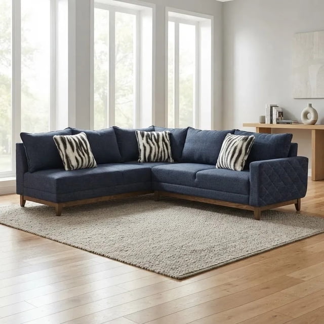 Sala Esquinera Milan SALVANTO Lino Azul 270X190 CM