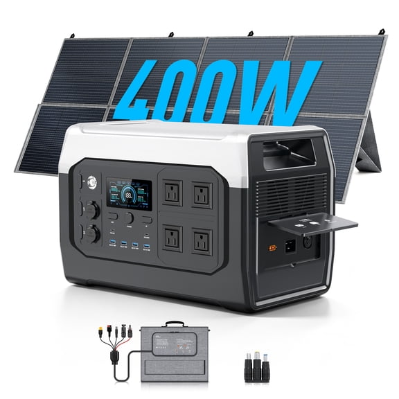 CTOLITY XP2000 2400W Portable Power Station 2048Wh with 400W Solar Panel, LiFePO4 Solar Generator Kit, Backup Battery for Home Power Outage, RV, Camping