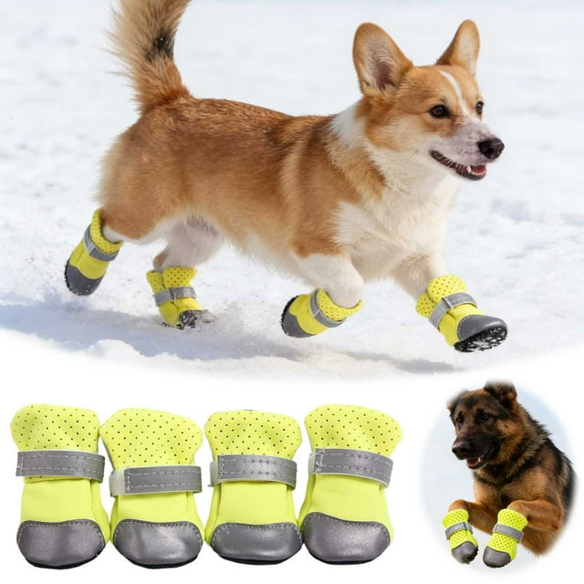 Pet Supplies Breathable Protective Boots for Small to Medium Dogs with Reflective Straps Pack of 4 | Suitable for Indoor Outdoor Use Hot Pavement Rainy Days Lightweight TPR Fabric 4PCS