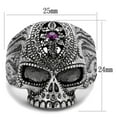 thumbnail image 4 of Anillo Color Plata Para Hombres de Acero Inoxidable Calavera con Piedra Morada, 4 of 4