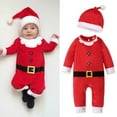 thumbnail image 1 of Unisex Baby One Piece Warm Christmas Long Sleeve Romper Outfits with Hat, 1 of 8