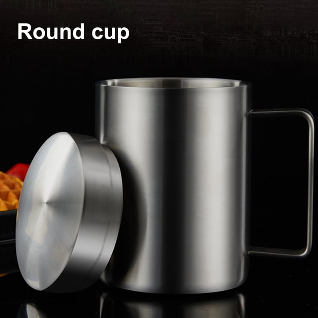 Neinkie Tasse à Café Isolée avec Couvercle, Acier Inoxydable, Double Paroi Isolée sous Vide Tasse de Voyage avec Poignée, Tasse de Voyage Isolée Double Paroi Premium, Acier Inoxydable/argent