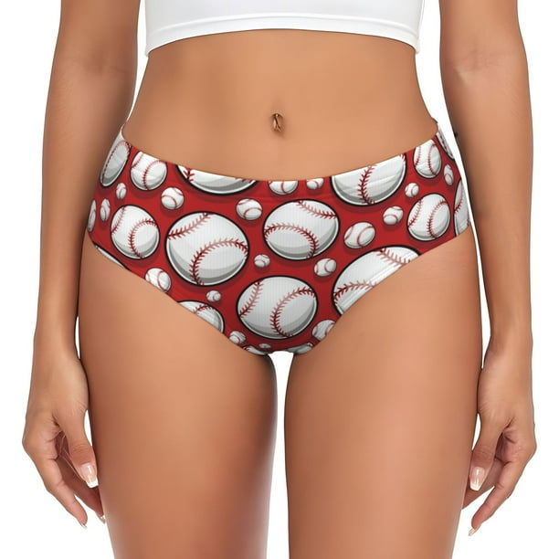 Fotbe Cute Baseball Calzones Estampados para Mujer – Ropa Interior de Algodón, Cómoda, Suave y Elástica-XX-Large