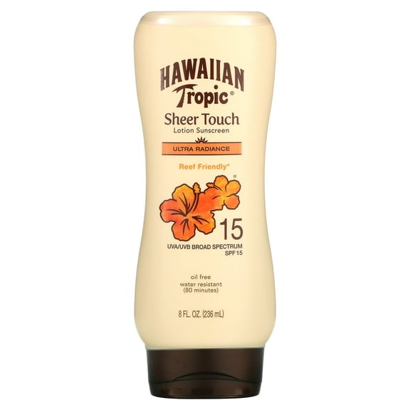 Hawaiian Tropic Sheer Touch Lotion Sunscreen, Ultra Radiance SPF 15, 8 oz (Pack of 2)
