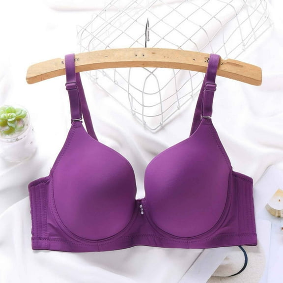 EchfiProm Womens Plus Size Bras Underwire Purple Push Up Older Women Full Figure Bras for Ladies Unpadded 34D