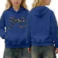 thumbnail image 3 of LRen Girls Hoodies Size 14-16, Girl Bow Leopard Printed Hoodies Drop Shoulder Long Sleeve Sweatshirts Pullover Preppy Back To School Cute Valentines Clothes,Blue,3-4 Years, 3 of 7