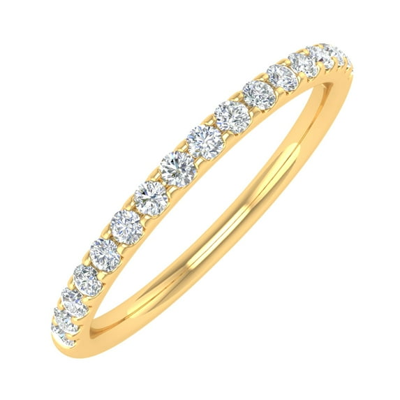 1/4 Carat Round Diamond Wedding Band Ring in 10K Yellow Gold (Ring Size 10)