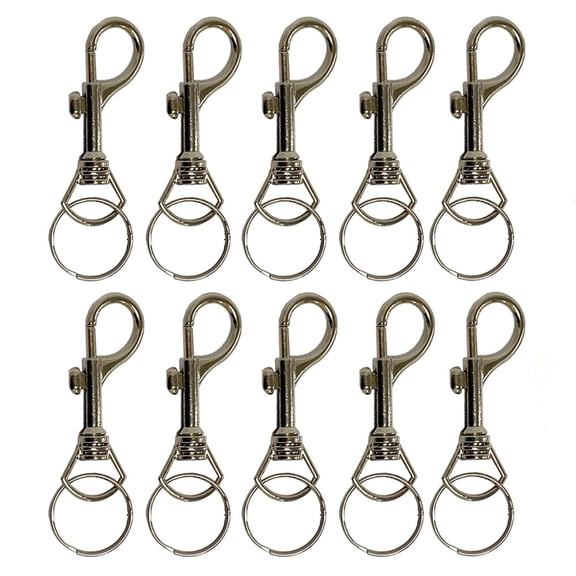 10 Keychains Snap Trigger Swivel Hook Clips Belt Clip Key Removable Rings Spring