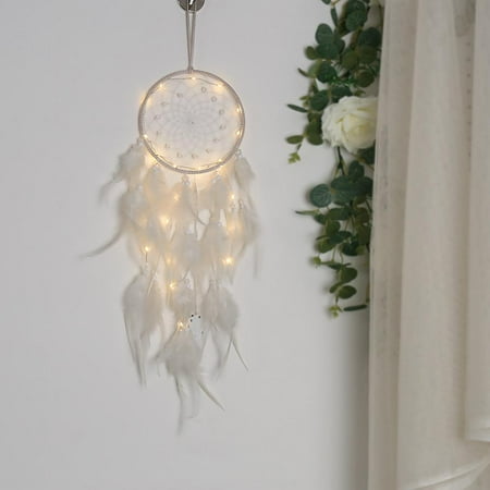 

IMSHIE Feathers Dream Catchers Wall Decor Handmade Dream Catcher with Light Princess Room Decor Bedroom Home Car Decor Nursery Room Hanging Decoration Gifts for Cars Bedroom Girls Adult appealing