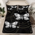 thumbnail image 2 of Feelyou Hippie Moth Butterfly Twin Sheet Sets, Mystic Moon Galaxy Twin Fitted Sheet, Black White Bohemian Style Flat Sheet, Super Cozy Room Decor, 3pcs, 2 of 7