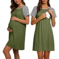 thumbnail image 3 of Bovxnpu Maternity Summer Clothes,Maternity Dress for Baby Shower,Crew Neck Short Sleeve Loose Comfortable and Casual Maternity Dress, 3 of 6