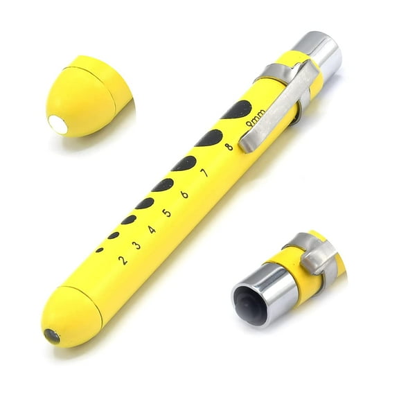 OdontoMed2011 Premium Reusable Diagnostic Penlight With Pupil Gauge - Medical Nurse Penlight - Yellow