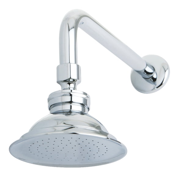 Kingston Brass P10CK Victorian 4-13/16-Inch Round Raindrop Brass Shower Head with 12-Inch Shower Arm Combo in Polished Chrome