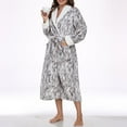 thumbnail image 6 of Women Plush Robe Long Hooded Bathrobe Soft Fleece Loungewear Winter Warm Sleepwear Housecoat Gown, 6 of 6