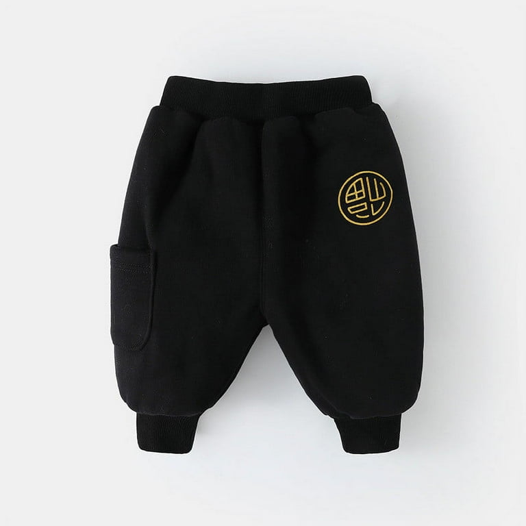 KaLI store Boys Baseball Pants Baby Pant Toddler Baby Boys Pull On Cotton Pants Kids Black 4 5 Years