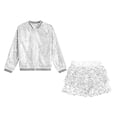 thumbnail image 5 of vastwit Kids Girls Hip Hop Jazz Latin Dance Outfit Sequin Sparkle Jacket with Tiered Mini Skirt Set Dancewear Silver 10, 5 of 7