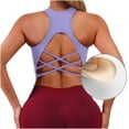 thumbnail image 6 of Womens Racerback Sports Bra with Removable Pads Cross Back Strappy Yoga Bra Medium Support Padded Athletic Workout Crop Top for Gym Running, 6 of 6
