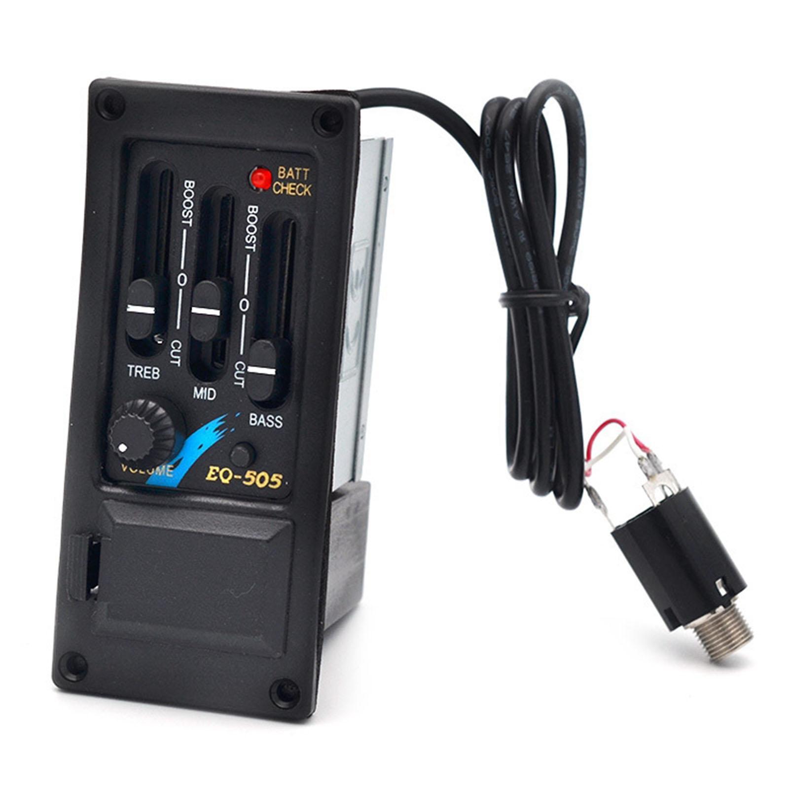 Guitar Pickup Piezo Preamp Amplifier 3 Band EQ Tuner for Left Hand Acoustic Guitarists Studio Use