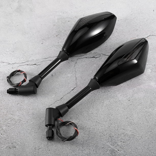 Espejos laterales con luces de giro, indicador de señal de giro para motocicleta, espejo retrovisor compatible con Suzuki, espejo retrovisor compatible con Honda, el mejor en su clase
