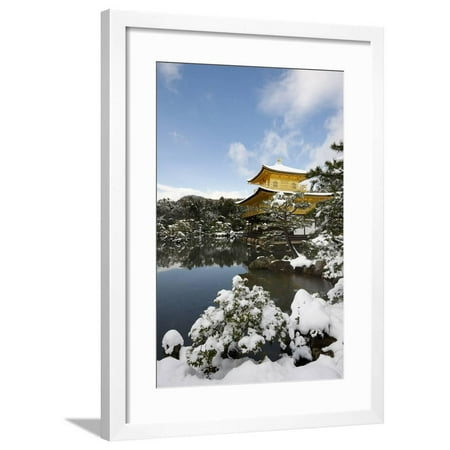 Kinkaku-ji Temple (Golden Pavilion), UNESCO World Heritage Site, in winter, Kyoto, Japan, Asia Framed Print Wall Art By Damien