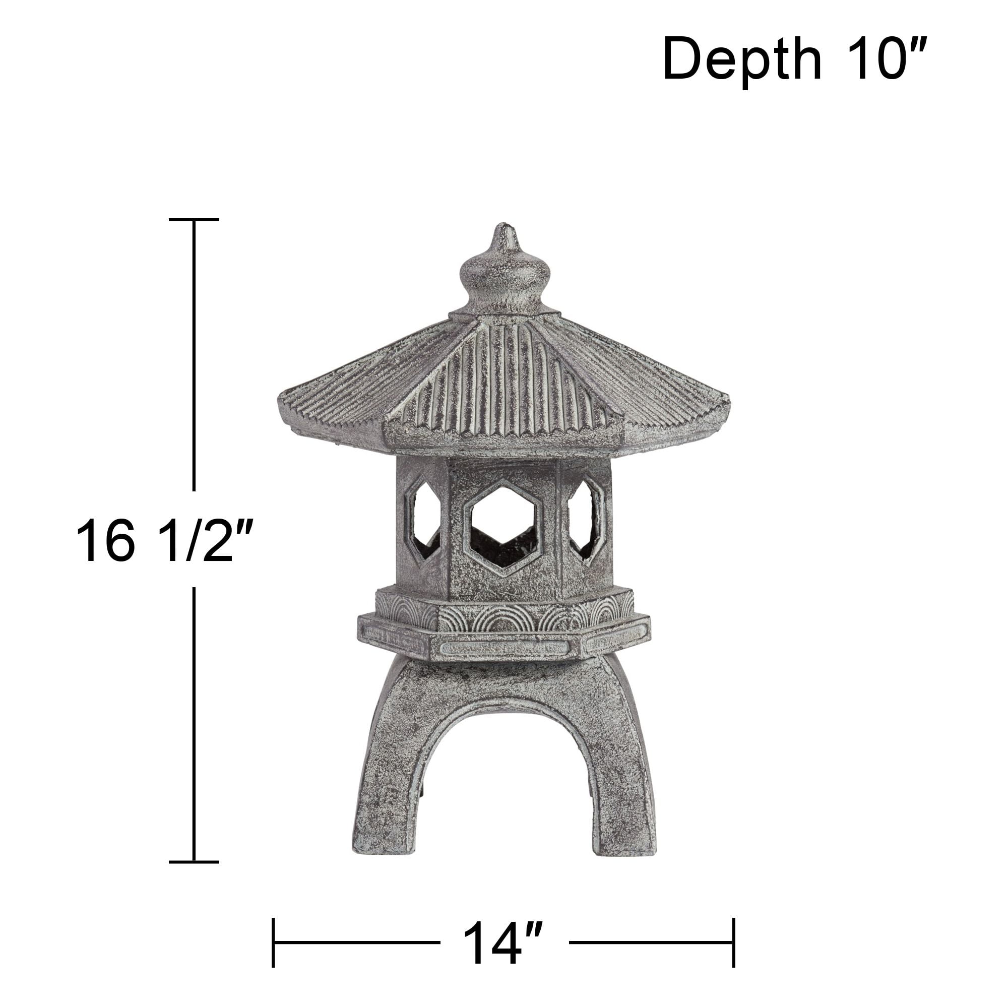John Timberland Pagoda Statue Sculpture Asian Japanese Garden Decor Indoor Outdoor Front Porch Old Faux Stone Finish 16 1/2" Tall